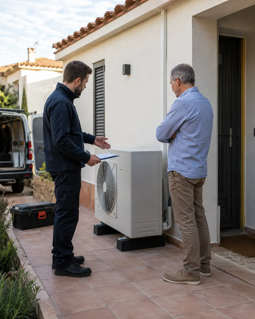 Técnico valorando una instalación en una vivienda de la Costa Brava